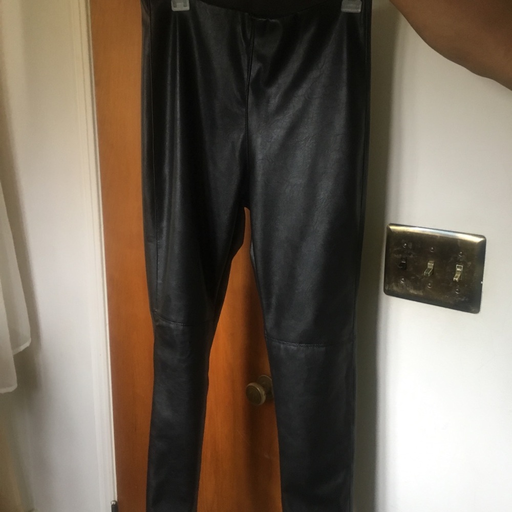 Black faux leather pants size 12